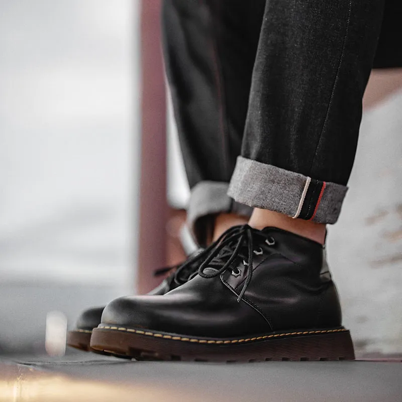 MADEN Ankle Length Martin Boot Men's Black-3