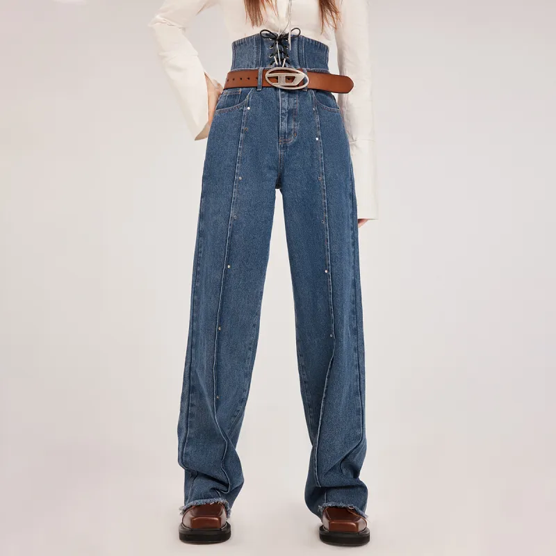 MEETLADY Straight Thickened Jeans Winter Women's-12
