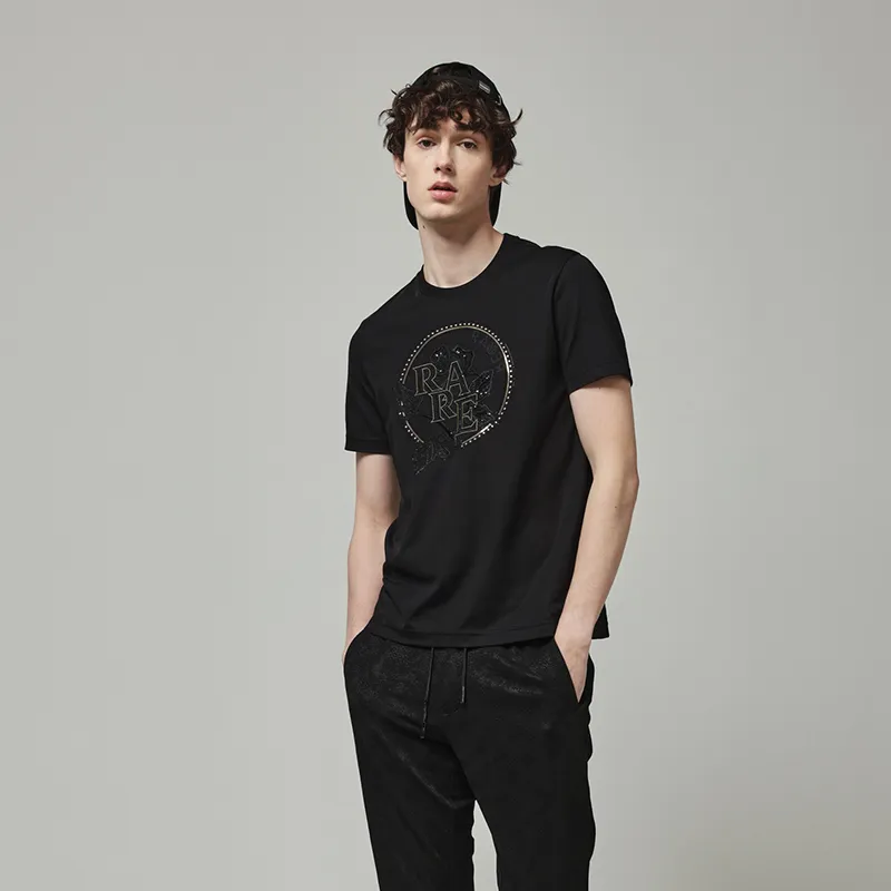 RARE Short Sleeved T Shirts Men's Black-4