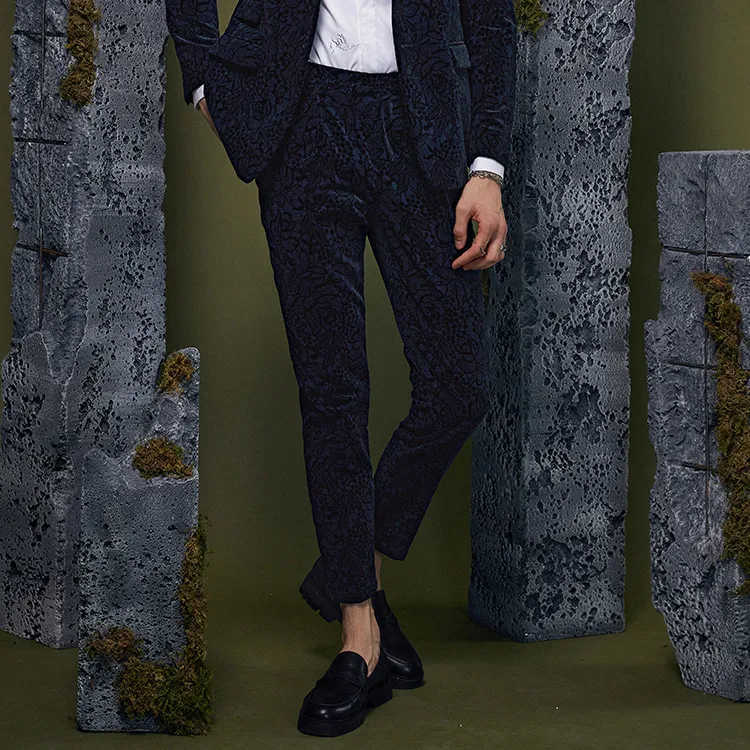 DAVID NAMAN Straight Casual Pants Men's Navy Blue-2