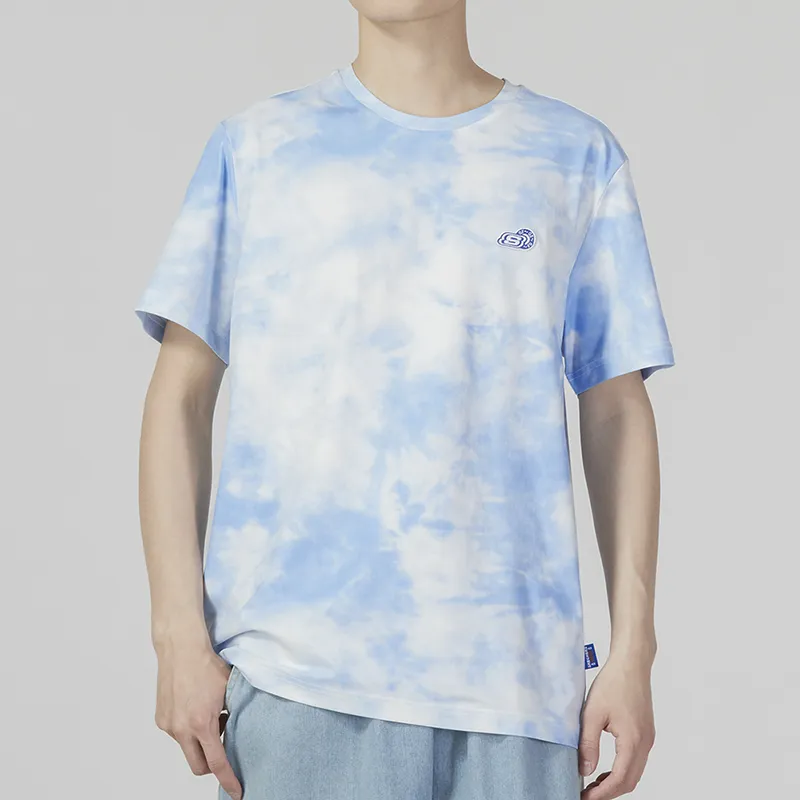 Skechers Hankou No. 2 Factory Joint Series T-Shirts Men Sky Blue White All Over Print-2