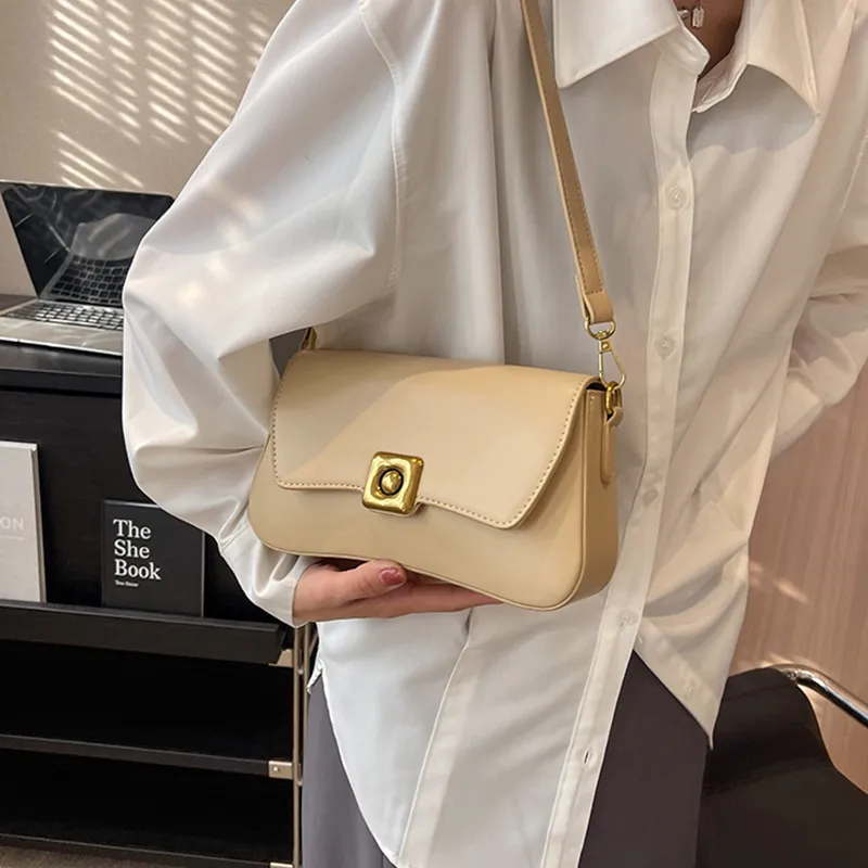 JANE KLAIN PU Small Square Bag, Shoulder Bag, Crossbody Bag, Shoulder Bag Medium Size Women's Black/White/Apricot/Brown-3