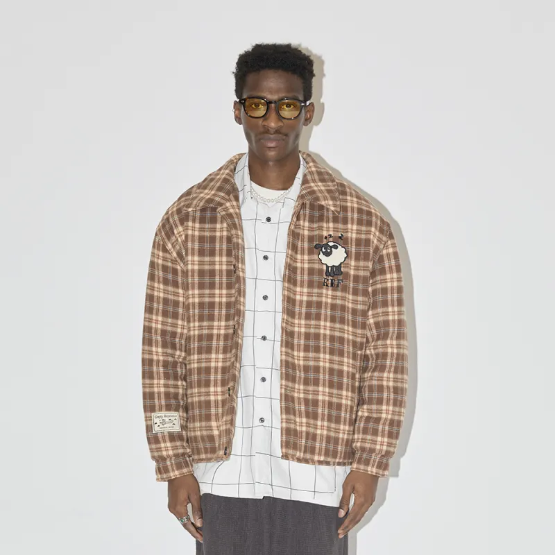 EMPTY REFERENCE Loose Fit Thickened Jacket Unisex Coffee-4
