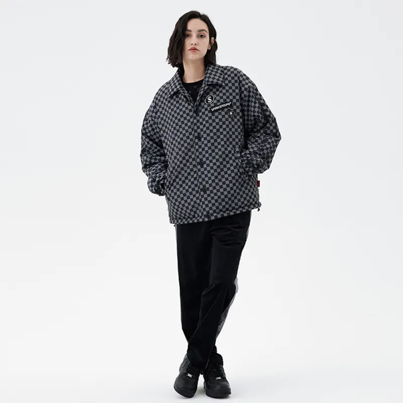 SPRAYGROUND Animal Pattern Letter Checkerboard Lapel Loose Fit Puffer Jacket Unisex-4