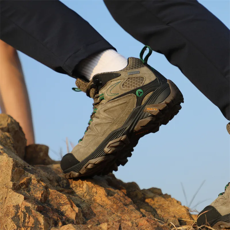 HUMTTO Cushioned Slip Resistant Abrasion Resistant Mid Top Outdoor Shoes Khaki-9