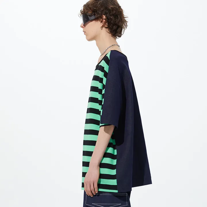 AiLoT T Shirts Unisex Black Green Stripes-2