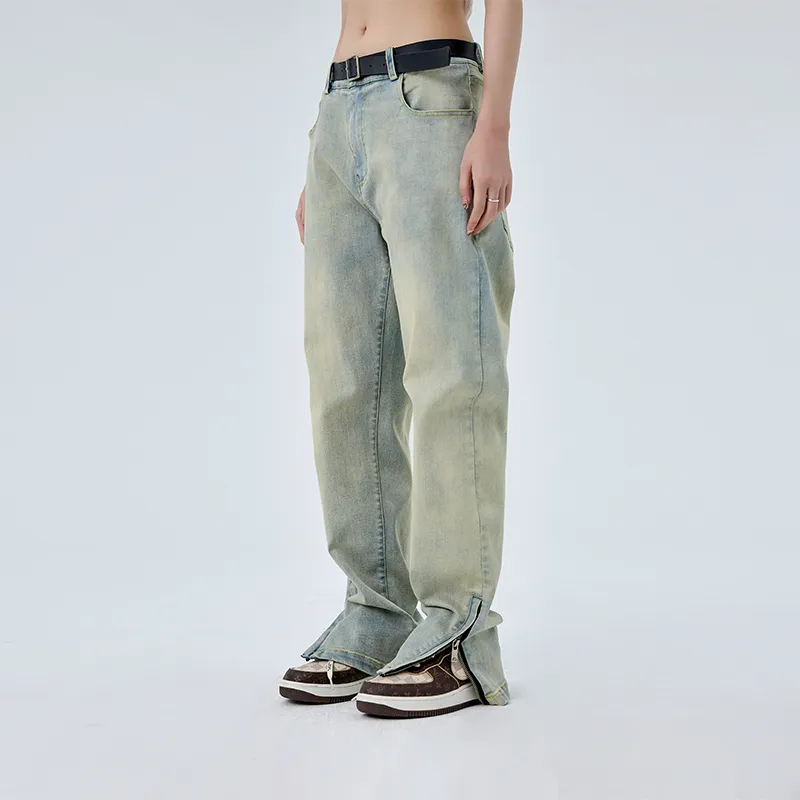 BENMYSHOWER Straight Jeans Unisex Yellow Mud-4