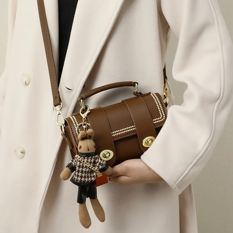 VINEY Cow Leather Shoulder Bag, Crossbody Bag, Handbag Regular Women's Brown-3