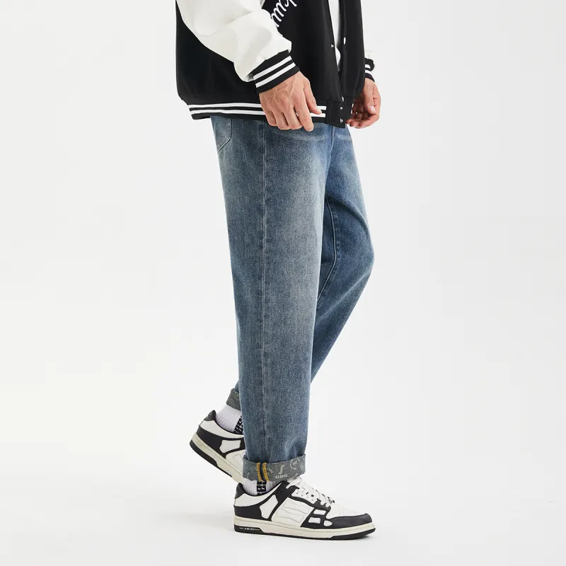 GUKUUL Tapered Pants Jeans Unisex Dark Blue-2