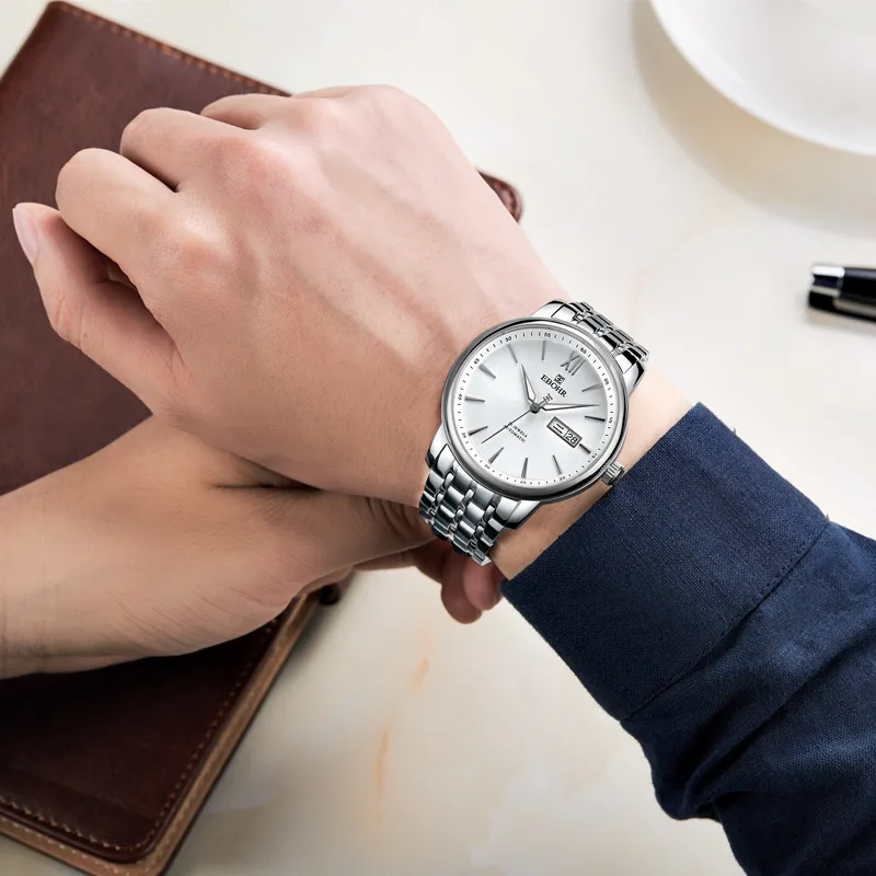 EBOHR Master Collection Automatic Mechanical Movement Stainless Steel Watchband Watch Men's Watches Silver Dial-6