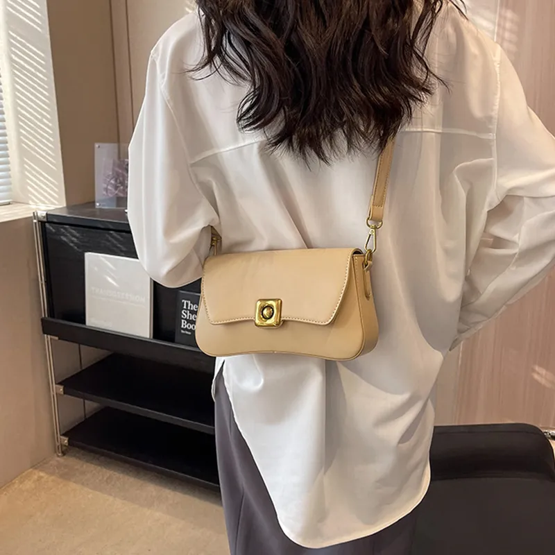 JANE KLAIN PU Small Square Bag, Shoulder Bag, Crossbody Bag, Shoulder Bag Medium Size Women's Black/White/Apricot/Brown-5