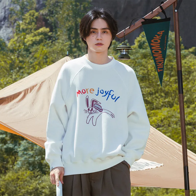 TIKIMOMOKA Cokein Crew Neck Loose Fit Sweatshirt Unisex White-4
