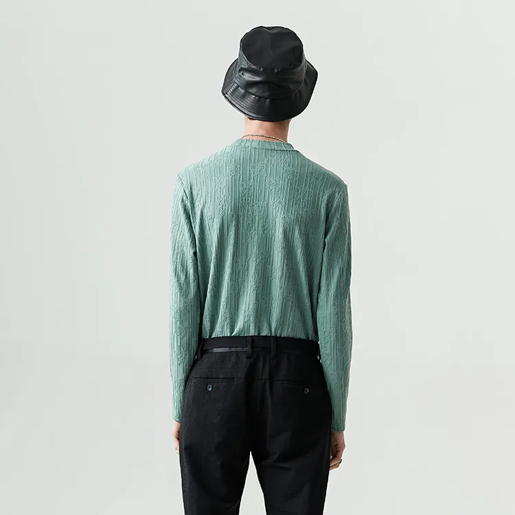 DAVID NAMAN Long Sleeved T Shirt Men's Green-5