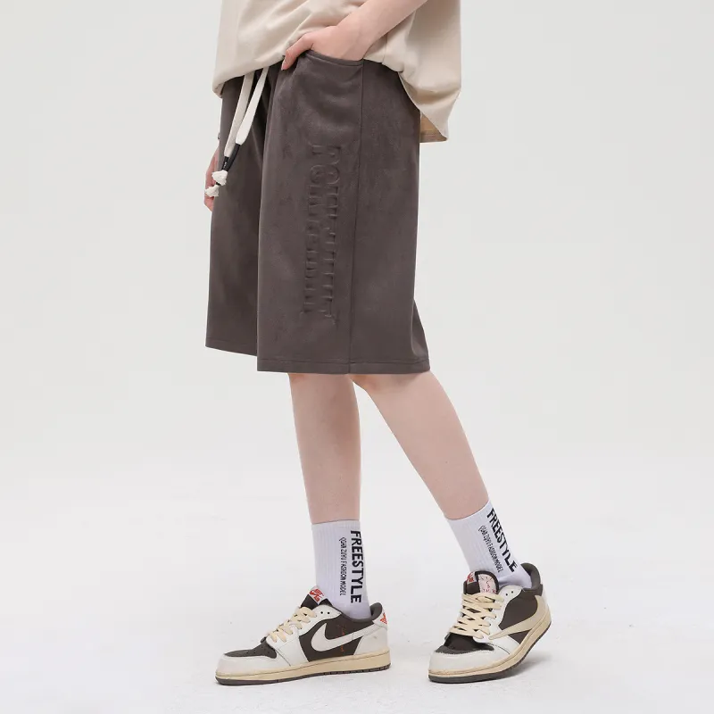 POINTLIMIT Suede 3D Pring Logo Unisex Casual Shorts-12