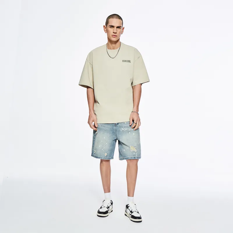 GUKUUL Denim Shorts Unisex Nostalgic Blue-3