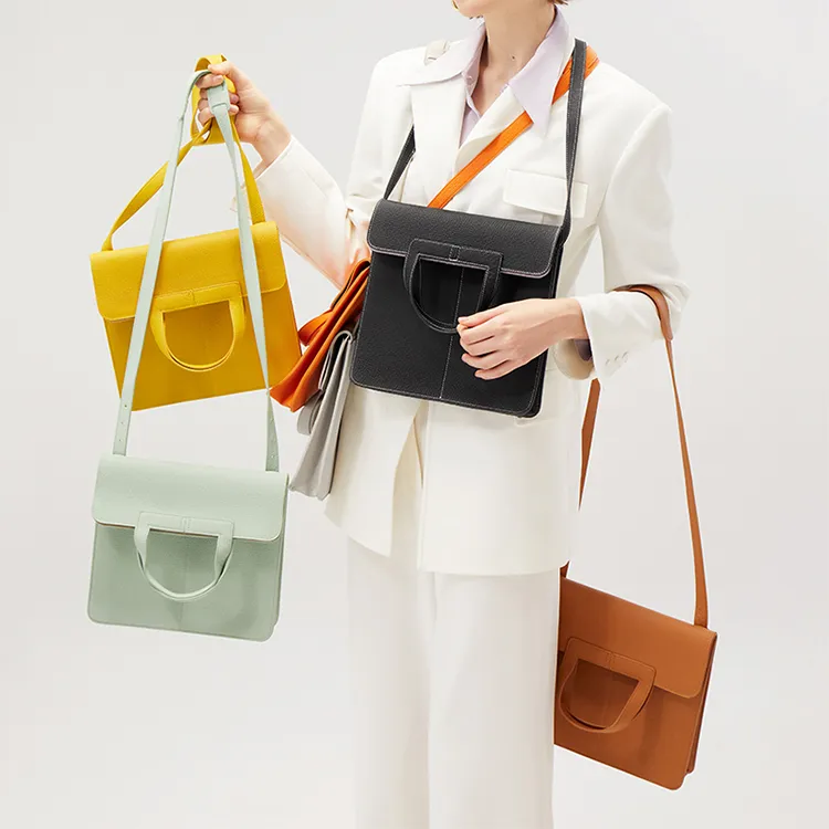 TUPLUS Top Grain Cow Leather Tofu Bag Commuter Bag Laptop Bag Handbag Medium Size Women's Multicolor-24