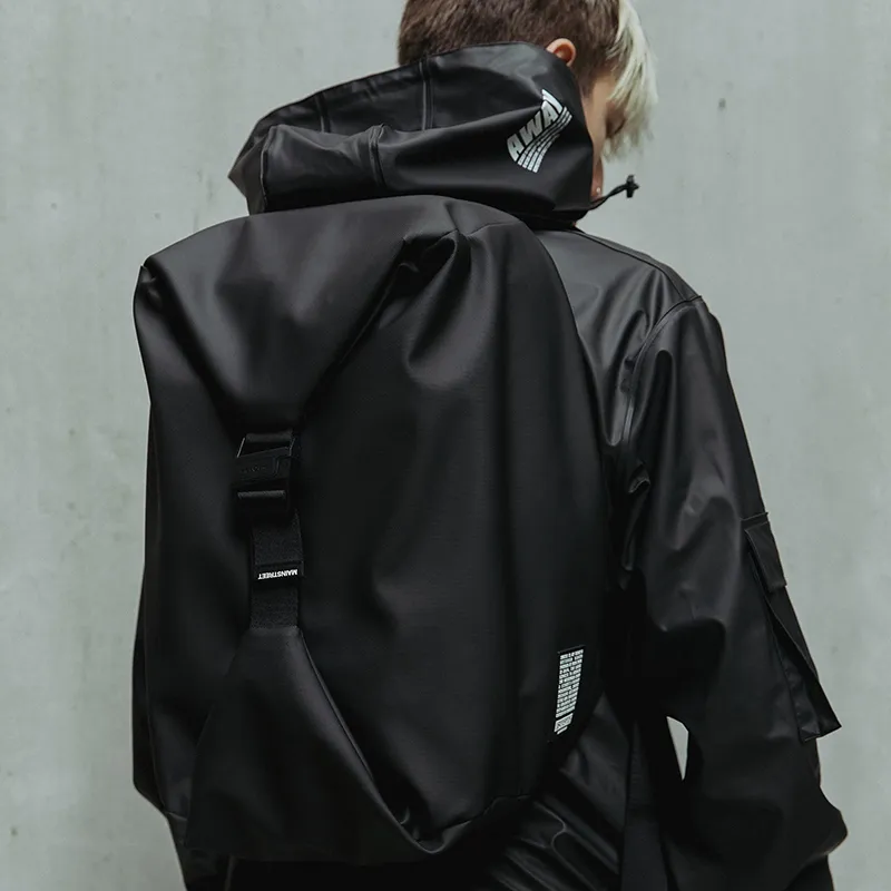 Subtle Fabric Cycling Bag Backpack Fanny Pack Regular Unisex Black/White-5