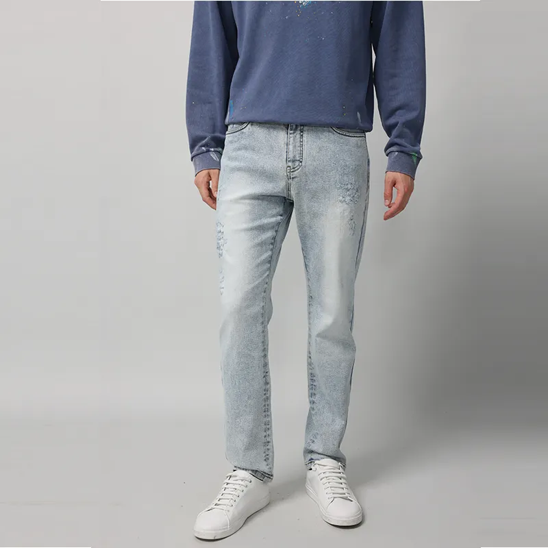 RARE FW22 Ripped Pants Jeans Men's Light Blue-2