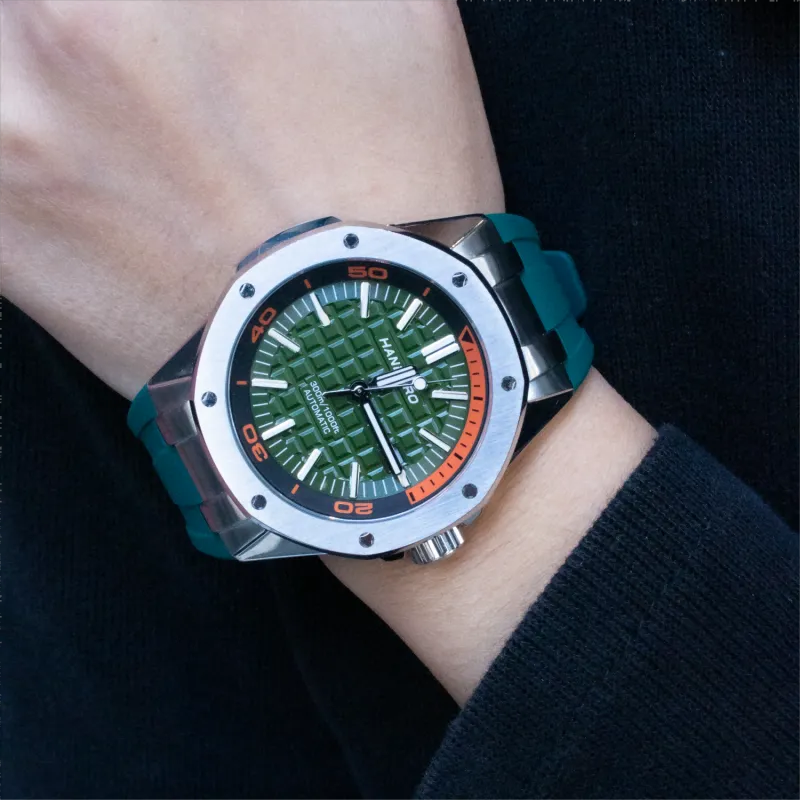 HANBORO Diving Collection Automatic Mechanical Movement Watch Men's Watches White Dial HBR919-BGG-2