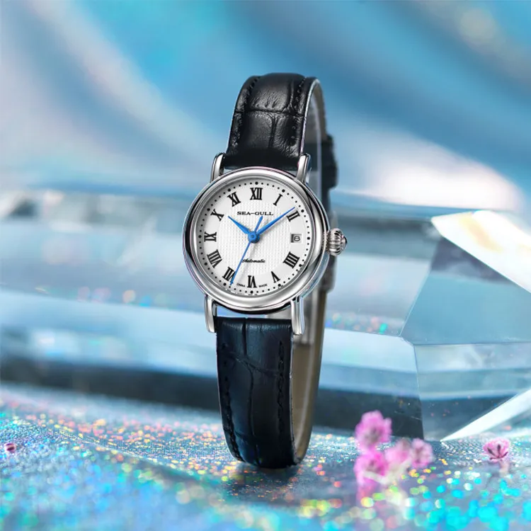 Sea Gull National Automatic Mechanical Movement Genuine Leather Strap Watch Unisex White Dial-5