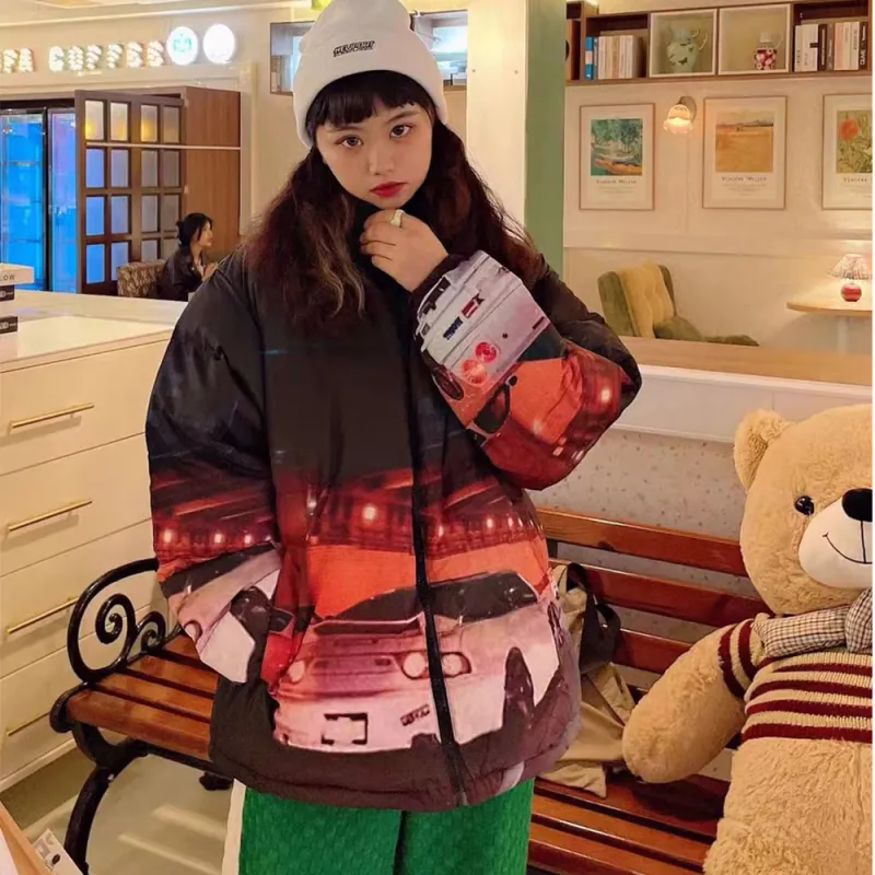HELIPORT Letter Stand Collar Loose Fit Thickened Puffer Jacket Unisex Black-3