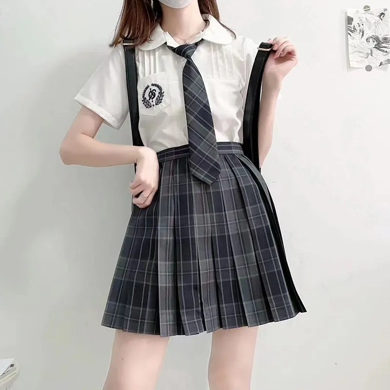 Tokyo Season Casual Short Skirts Women's Carbon Fiber Estate Plaid Skirt-35