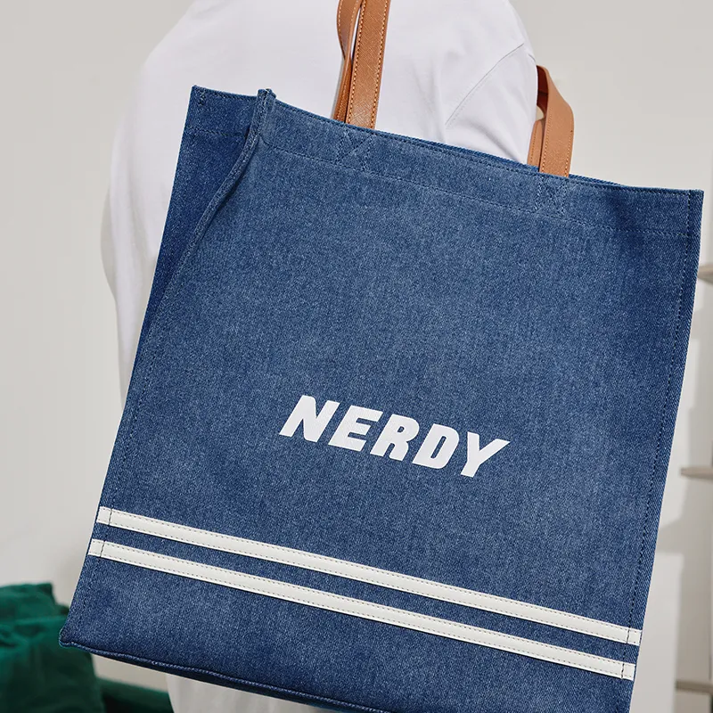 NERDY Cotton Shoulder Bag Regular Unisex Blue-3