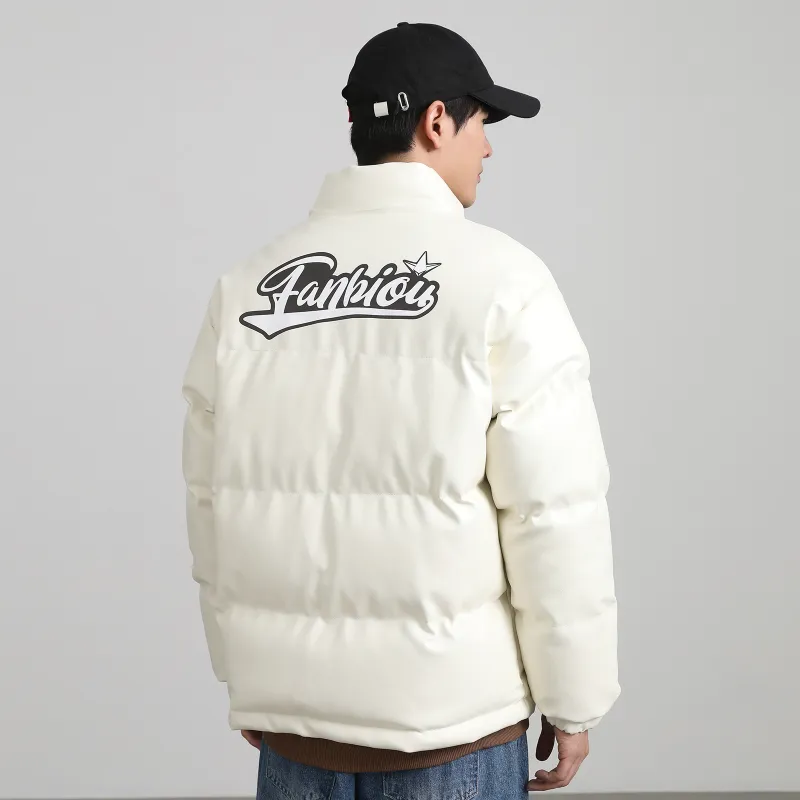 FANBIOU Letter Stand Collar Loose Fit Thickened Puffer Jacket Unisex-9