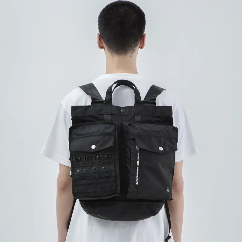 The MAD HATcher Polyamide Handbag Backpack Regular Unisex Navy Blue/Black-4