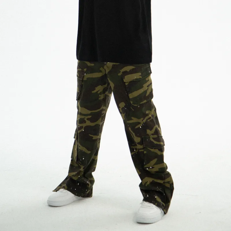 JUST VIBE Casual Pants Unisex Green Camouflage-5