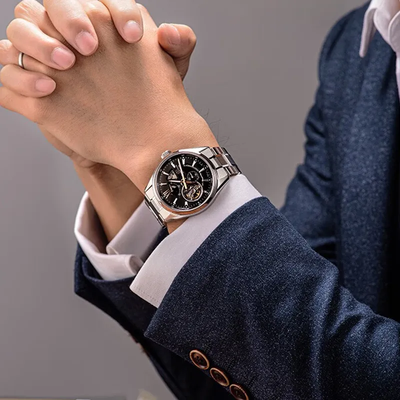 ORIENT STAR Automatic Mechanical Movement Stainless Steel Strap Watch Men's Watches Black Dial RE DWAV0004N00B-1