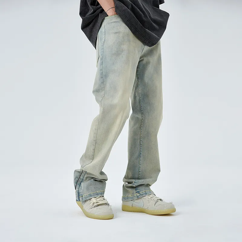BENMYSHOWER Straight Jeans Unisex Yellow Mud-5