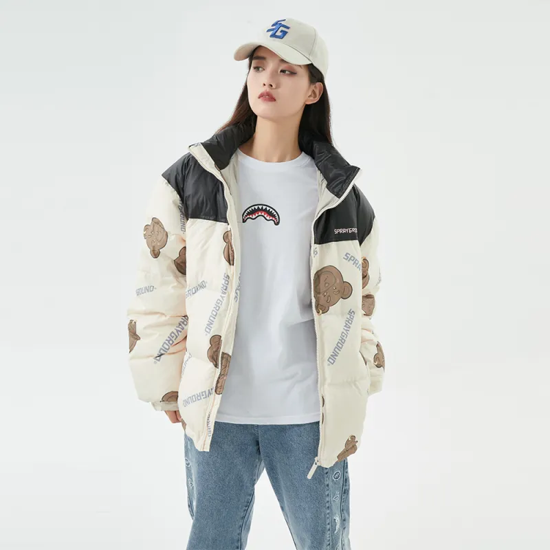 SPRAYGROUND Animal Pattern Stand Collar Loose Fit Thickened Down Jacket Unisex-10