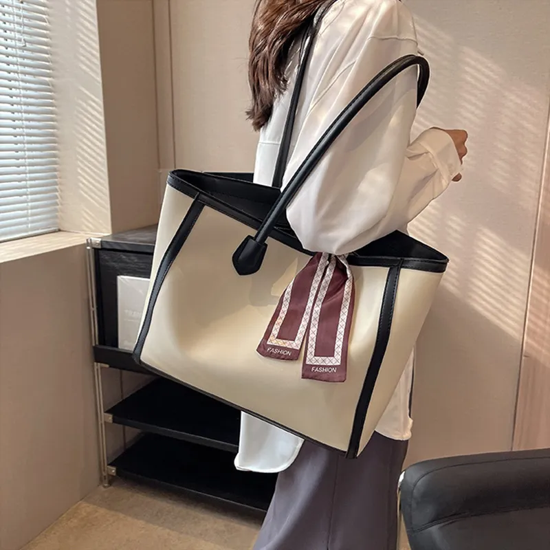 JANE KLAIN PU Tote Bag, Shopping Bag, Handbag, Shoulder Bag Regular Women's Black/White & Coffee/White & Black-7