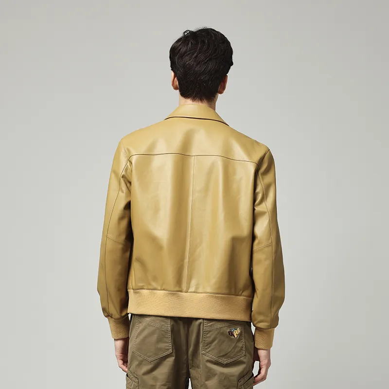 RARE Leather Jacket Men's Ginger Yellow-5