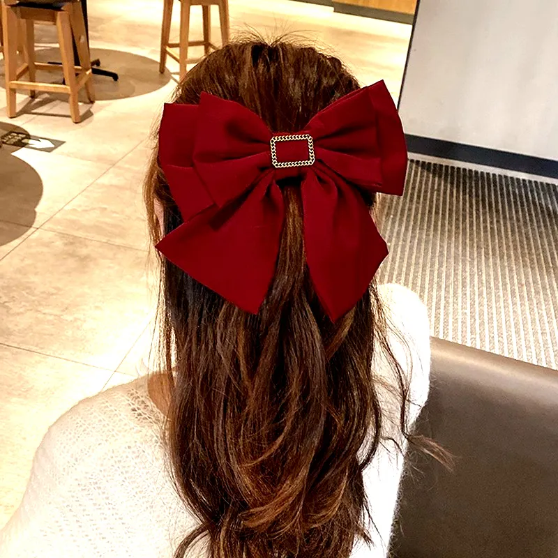 SENDME Hair Clips Women's Red Bowknot Hair Clip-3