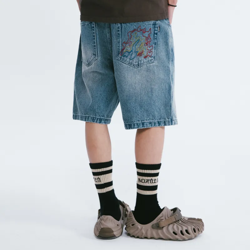 BURNIN Denim Shorts Unisex Blue-4