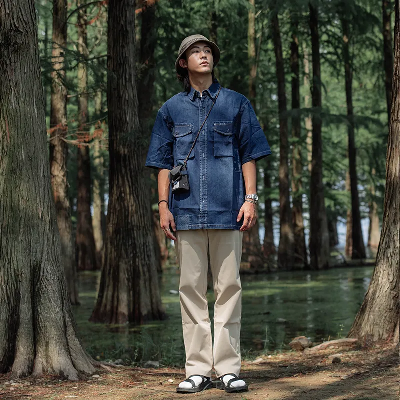 TEKABLU Shirts Men Denim Blue-2