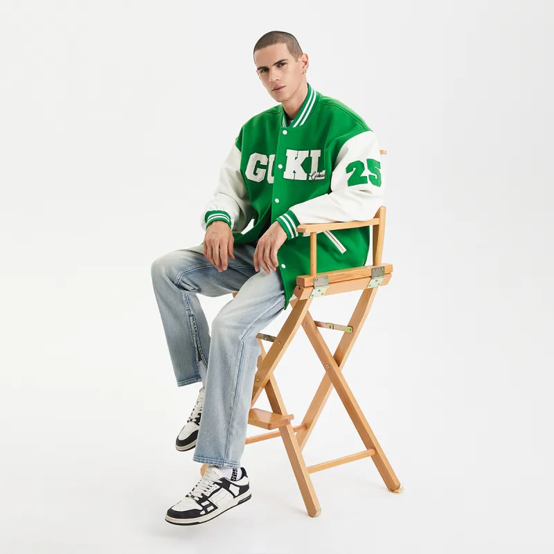 GUKUUL Baseball Jacket Winter Unisex Green-5