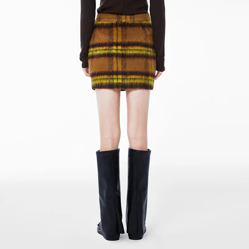 AZEPAM Casual Short Skirts Women's Yellow Camel-5