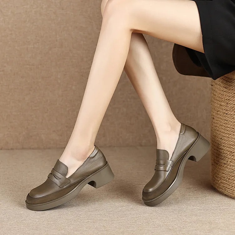 OCCAMAN Loafers Women's Low Top Black/Khaki-6