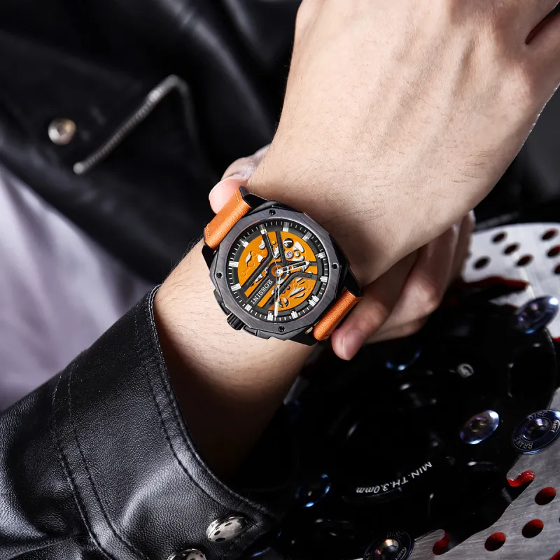 ROSSINI Medallion Collection Mechanical Movement Silicone Strap Watch Men's Watches Red Watch Dial 5210057-8