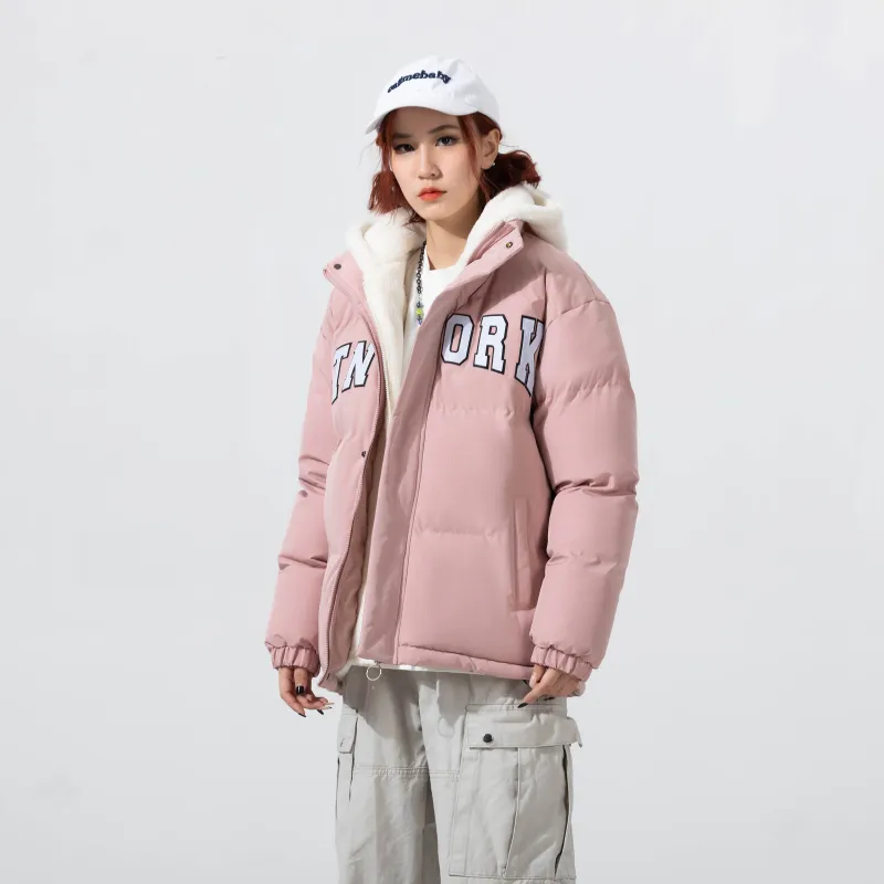 STNW Letter Hooded Loose Fit Thickened And Fleece Lined Puffer Jacket Unisex-21