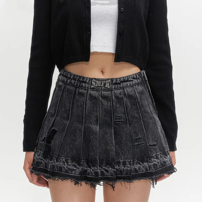 SMFK Denim Short Skirts Women's Denim Black-3