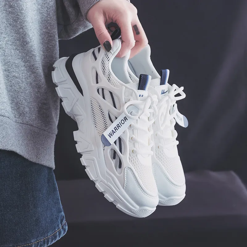 Warrior Wing Series Cushioned Abrasion Resistant Slip Resistant Low Top Chunky Sneakers Unisex Blue White-6
