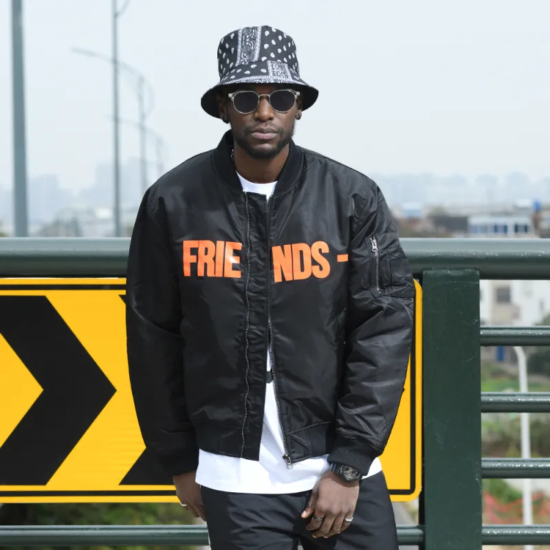 VLONE Big Logo Series Puffer Jackets Unisex Black Orange-11