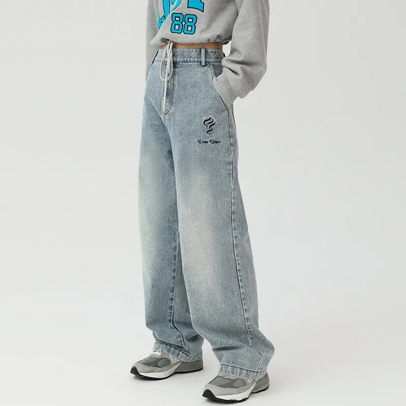 QISENYAR Wide Leg Jeans Women's Blue-5