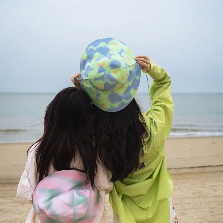 LOST PATTERN Polyester Lace Up Wide Brim Bucket Hat Sun Hat Fashion Resort Style Women's-1