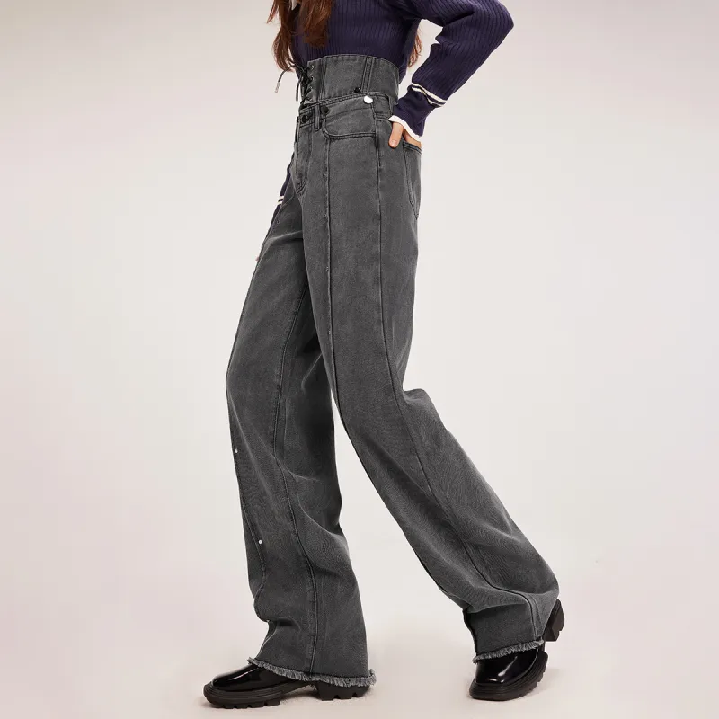 MEETLADY Straight Thickened Jeans Winter Women's-4