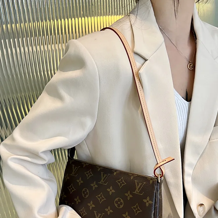 Luxury Care Artisan Workshop Vegetable Tanned Leather Cow Leather Shoulder Strap Bag Strap Women's Beige-4